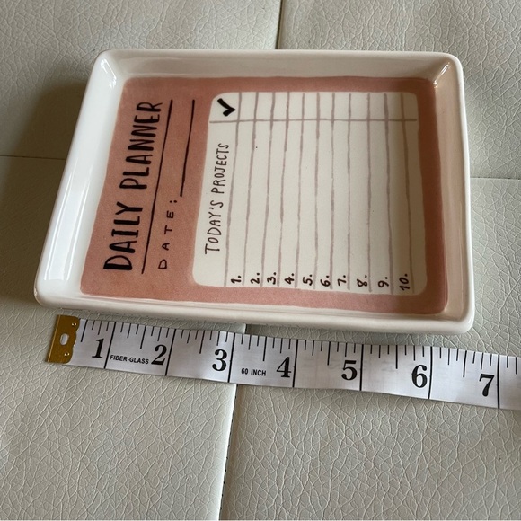 Rae Dunn daily planner tray ceramic can use dry erase markers - Picture 2 of 7